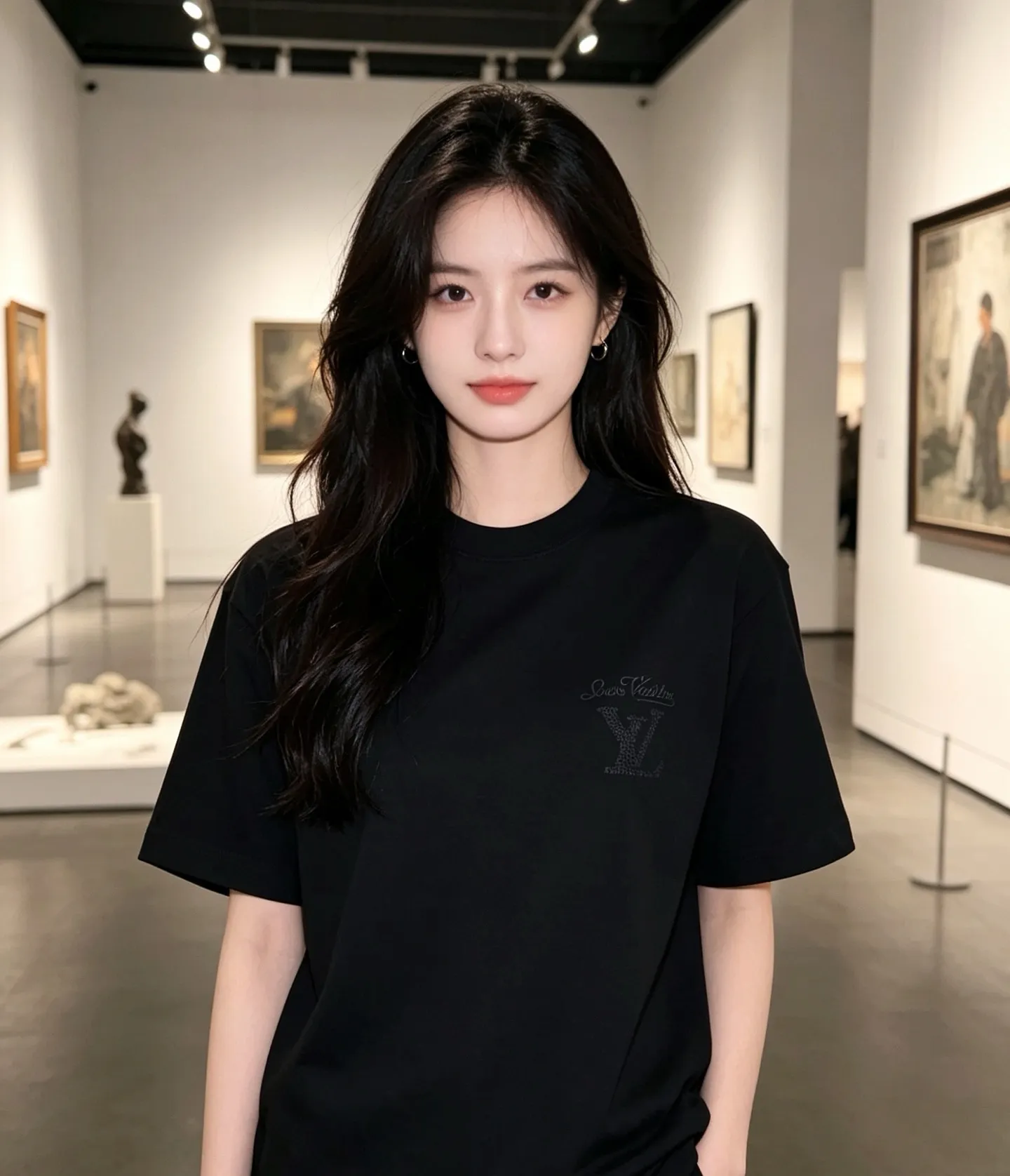 Louis Vuitton/Louis Vuitton hollow tatami embroidered round neck short sleeves on the back